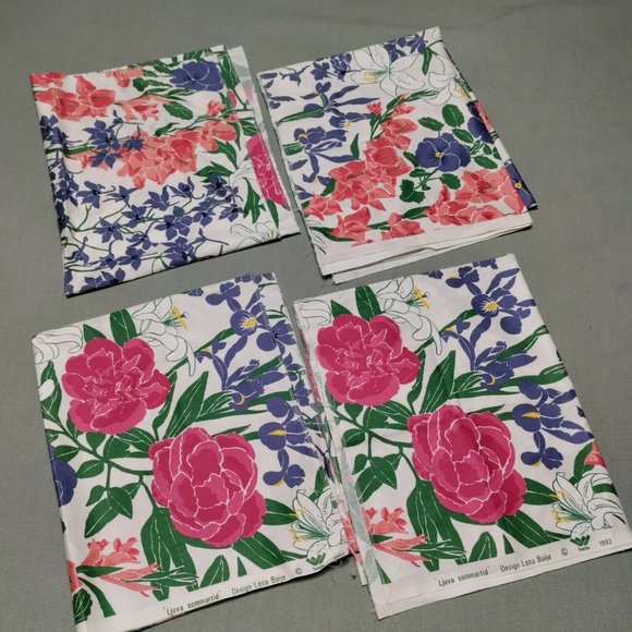 Vintage Floral Fabric Pieces Cotton Boras Lena Boije Ljuva Sommartid Colorful - Picture 1 of 7